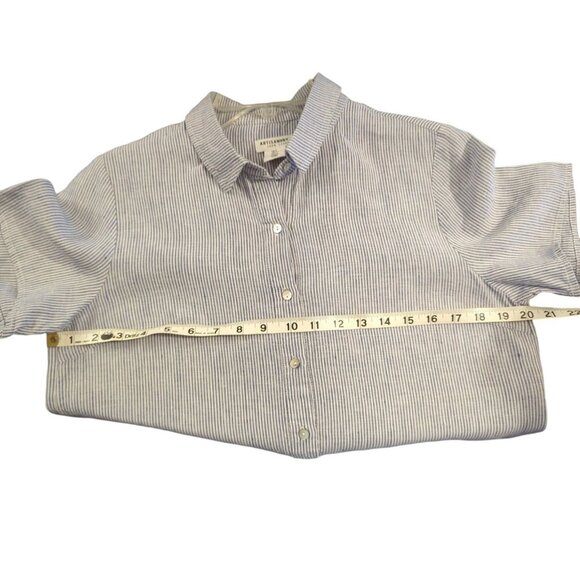 Artisan NY Womens Dress Blue Short Sleeve Button Up Striped 100% Linen Sz S Midi - Picture 6 of 6